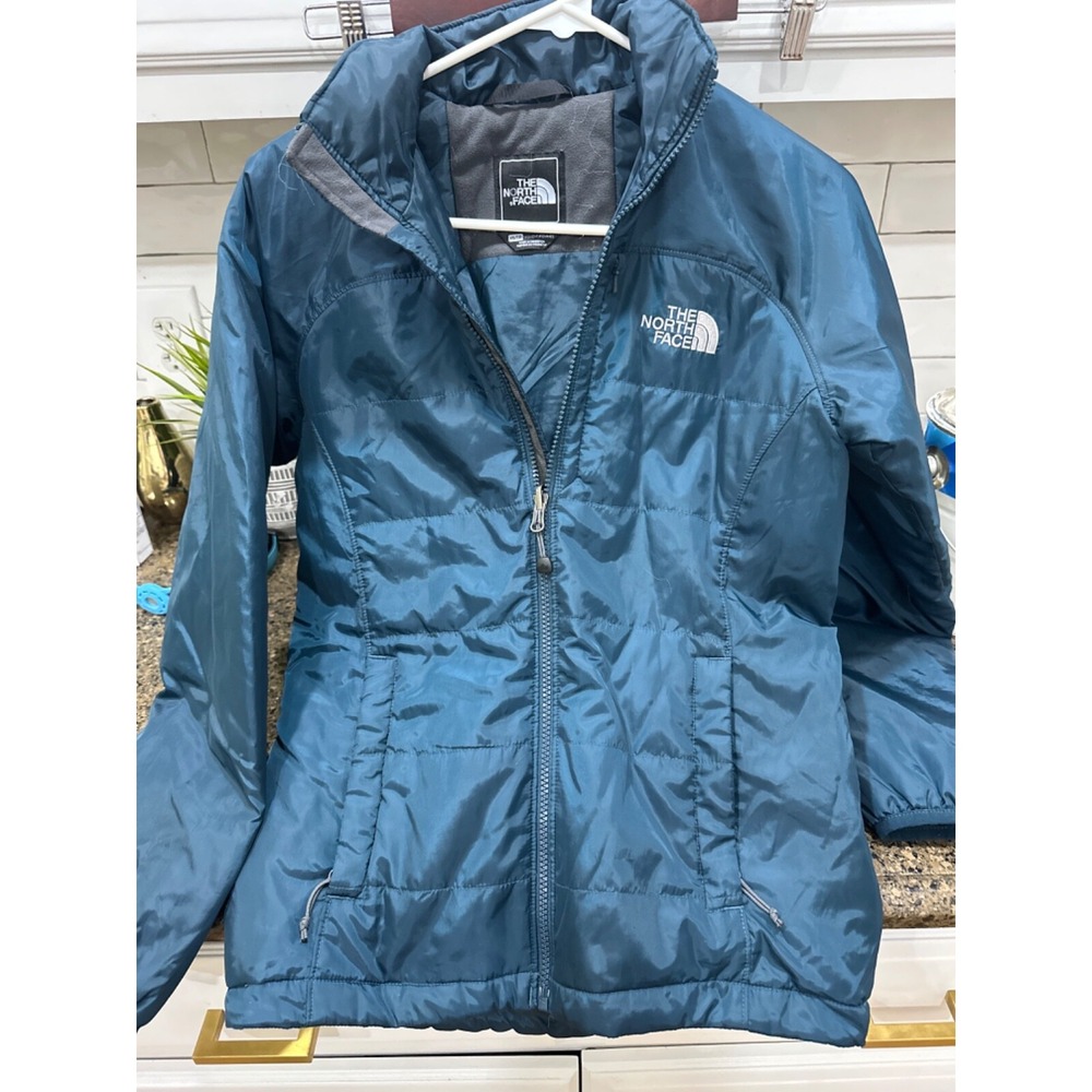 the north‎ face dark teal puffy jacket women's xs